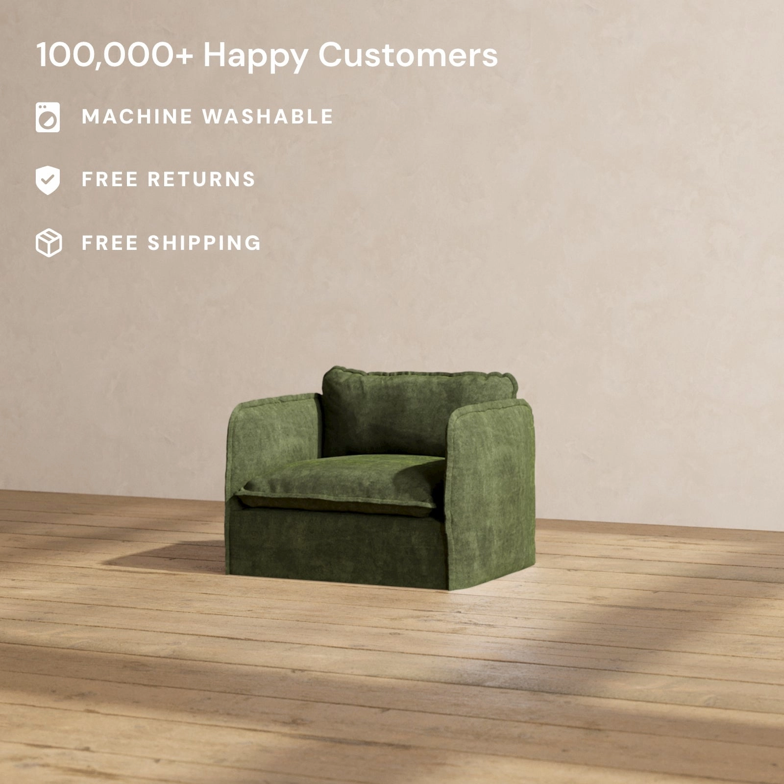 Slipcover Only - Modular Performance Armchair | Luxury Velvet in Olive