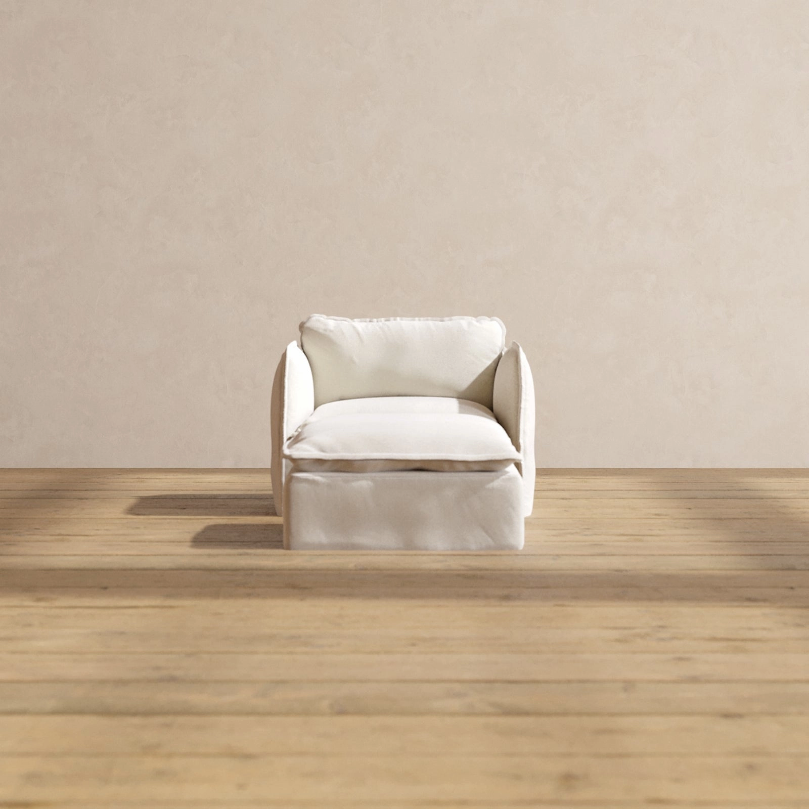 Slipcover Only - Modular Performance Armchair & Ottoman | Blended Weave in Flour