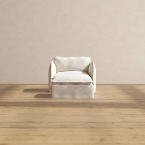Slipcover Only - Modular Performance Armchair & Ottoman | Blended Weave in Flour