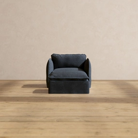 Slipcover Only - Modular Performance Armchair & Ottoman | Blended Weave in Indigo