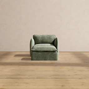 Slipcover Only - Modular Performance Armchair & Ottoman | Heirloom Velvet in Willow