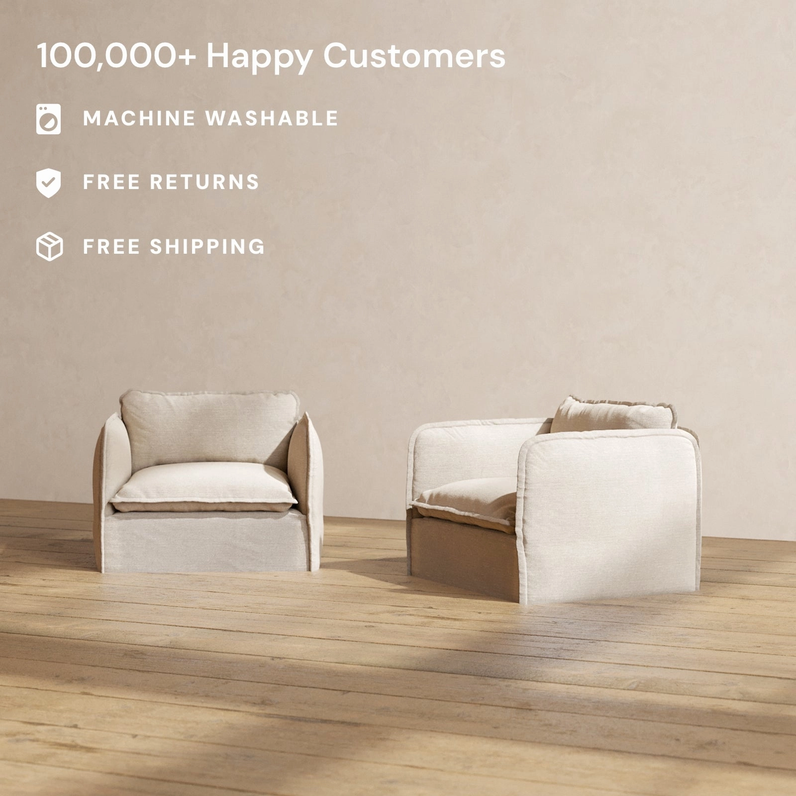 Slipcover Only - Modular Performance Armchair Set | Blended Weave in Oat