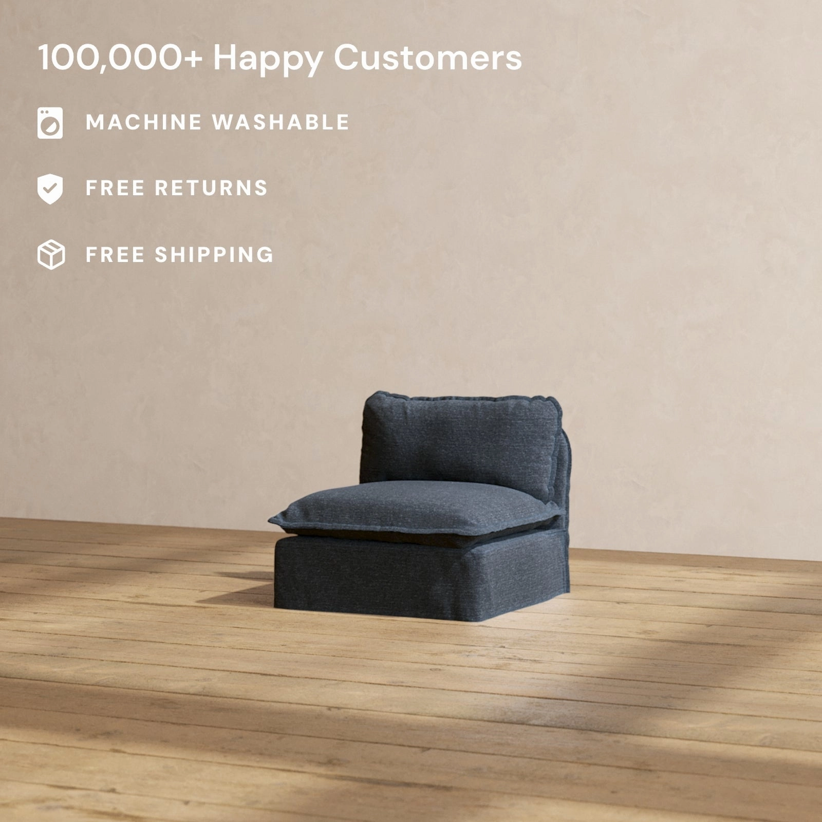 Slipcover Only - Modular Performance Armless Chair | Blended Weave in Indigo