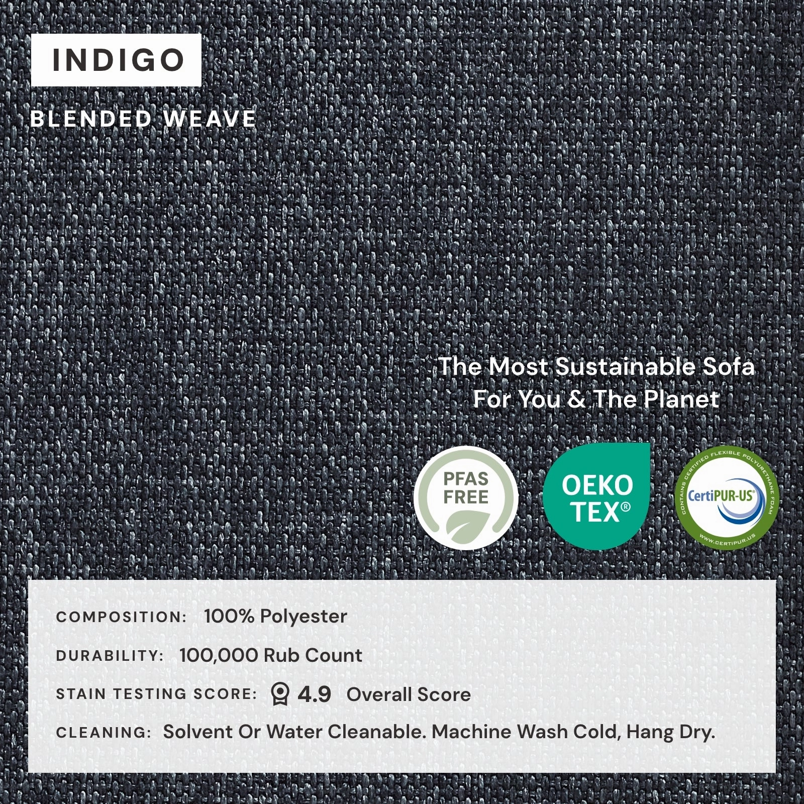 Slipcover Only - Modular Performance Armless Chair | Blended Weave in Indigo