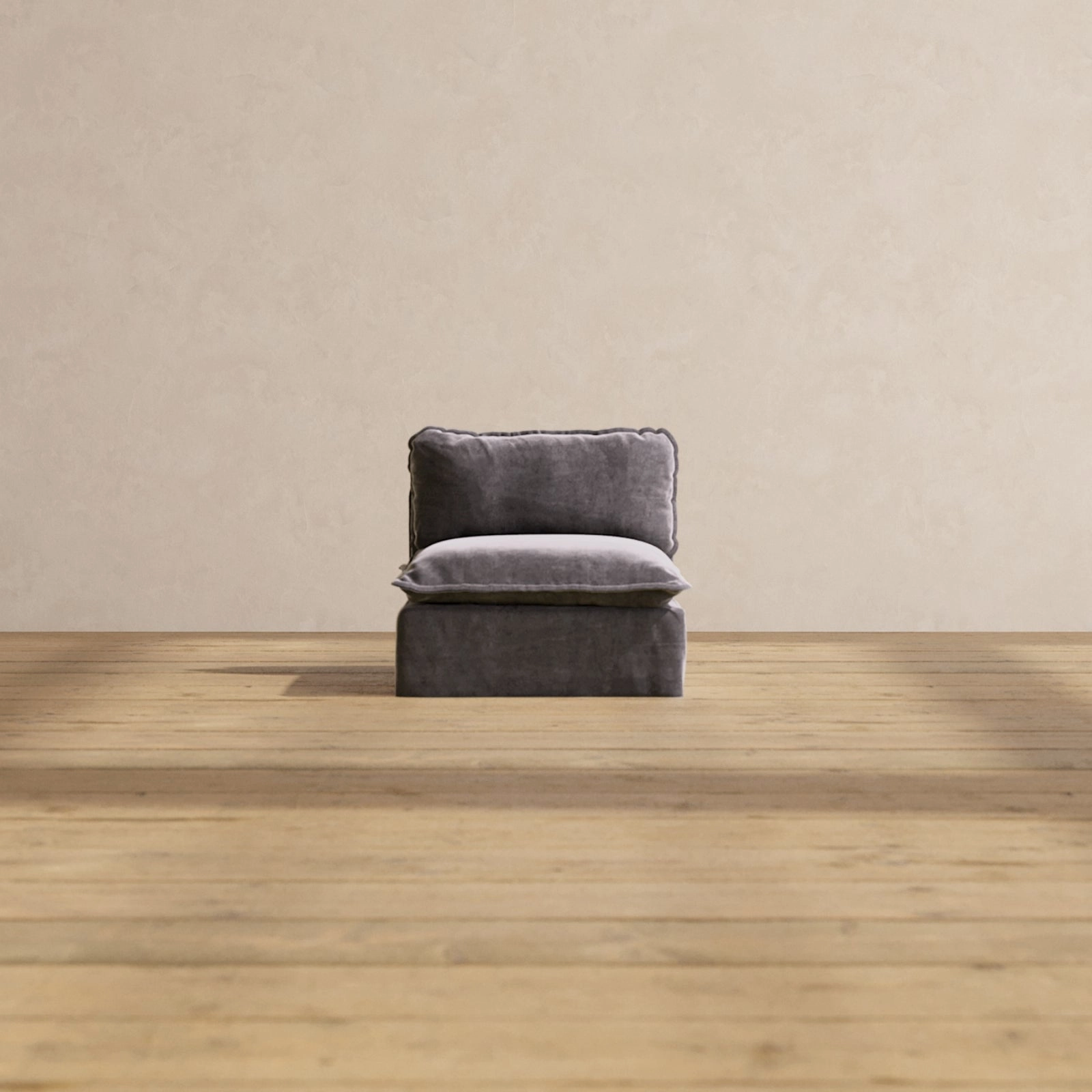 Slipcover Only - Modular Performance Armless Chair | Luxury Velvet in Cinder