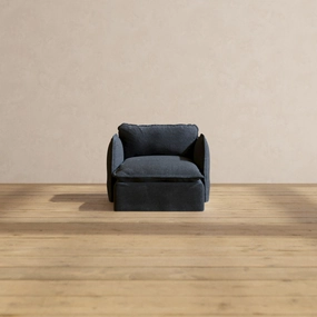 Slipcover Only - Modular Performance Chaise Armchair | Blended Weave in Indigo