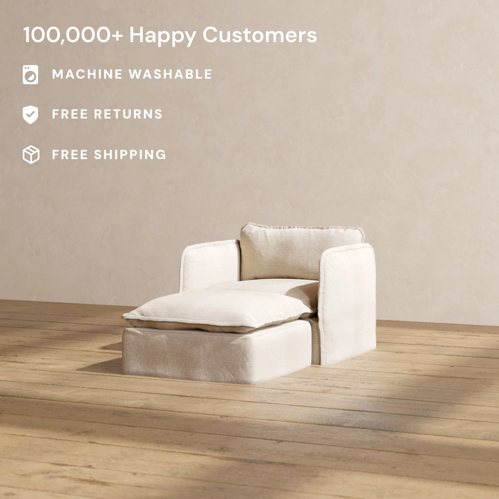 Slipcover Only - Modular Performance Chaise Armchair | Blended Weave in Oat