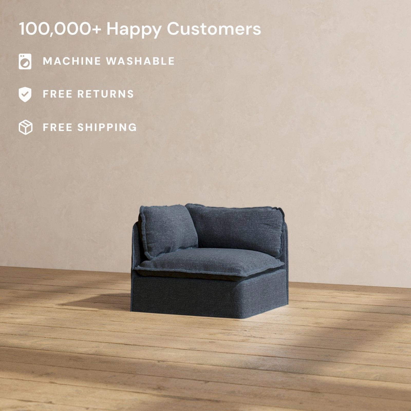 Slipcover Only - Modular Performance Corner Chair | Blended Weave in Indigo