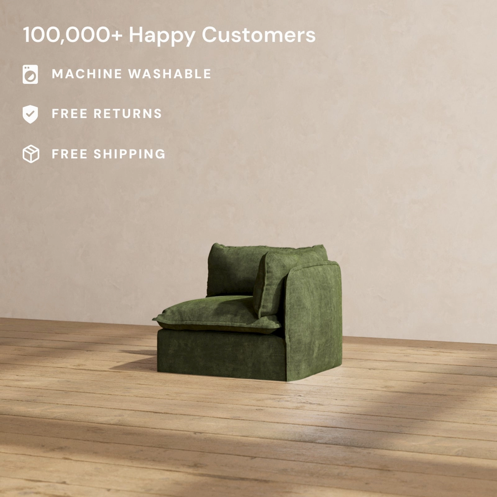 Slipcover Only - Modular Performance End Chair | Luxury Velvet in Olive