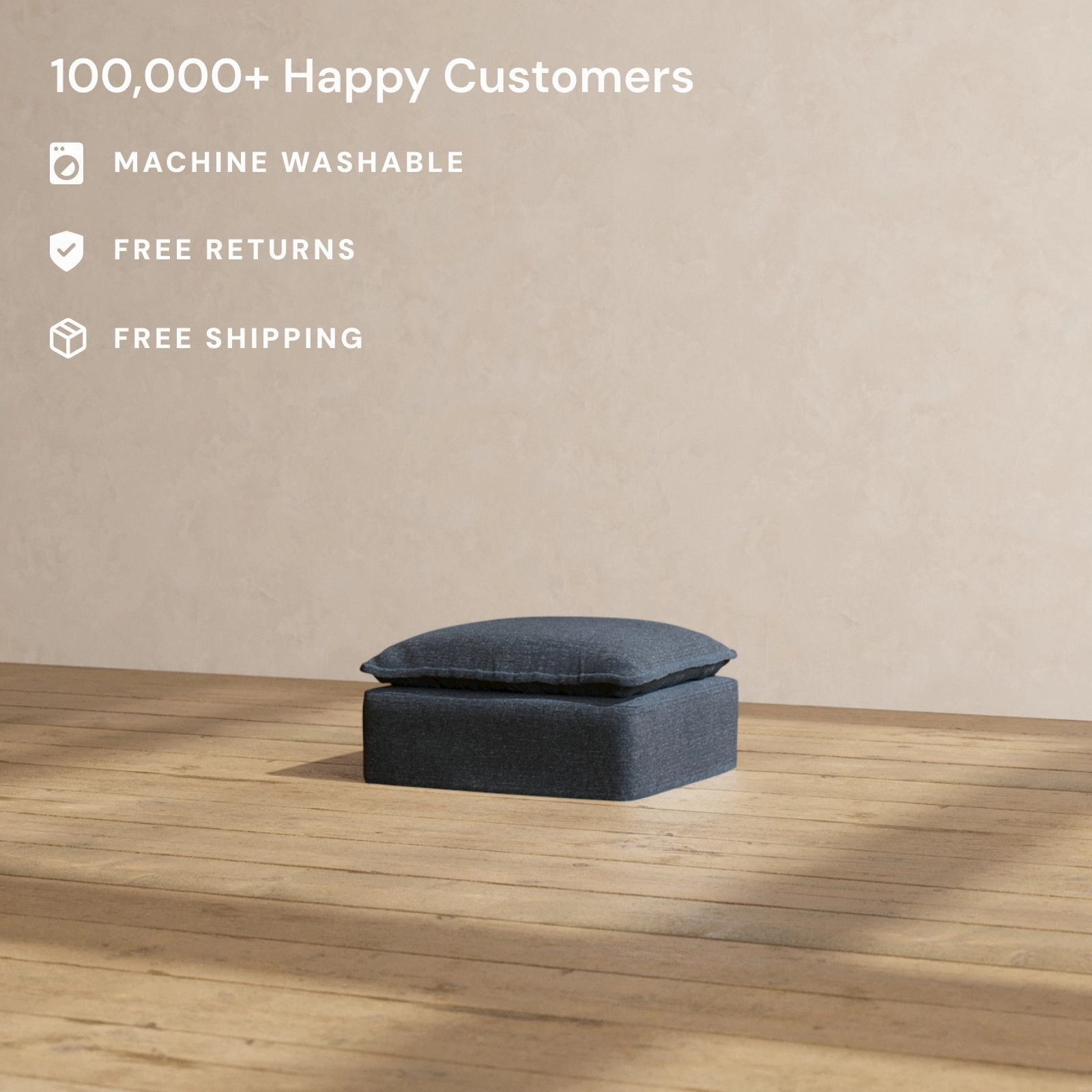 Slipcover Only - Modular Performance Ottoman | Blended Weave in Indigo