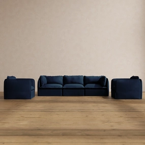 Slipcover Only - Modular Washable 3-Seater Sofa   Armchair Set in Sumi