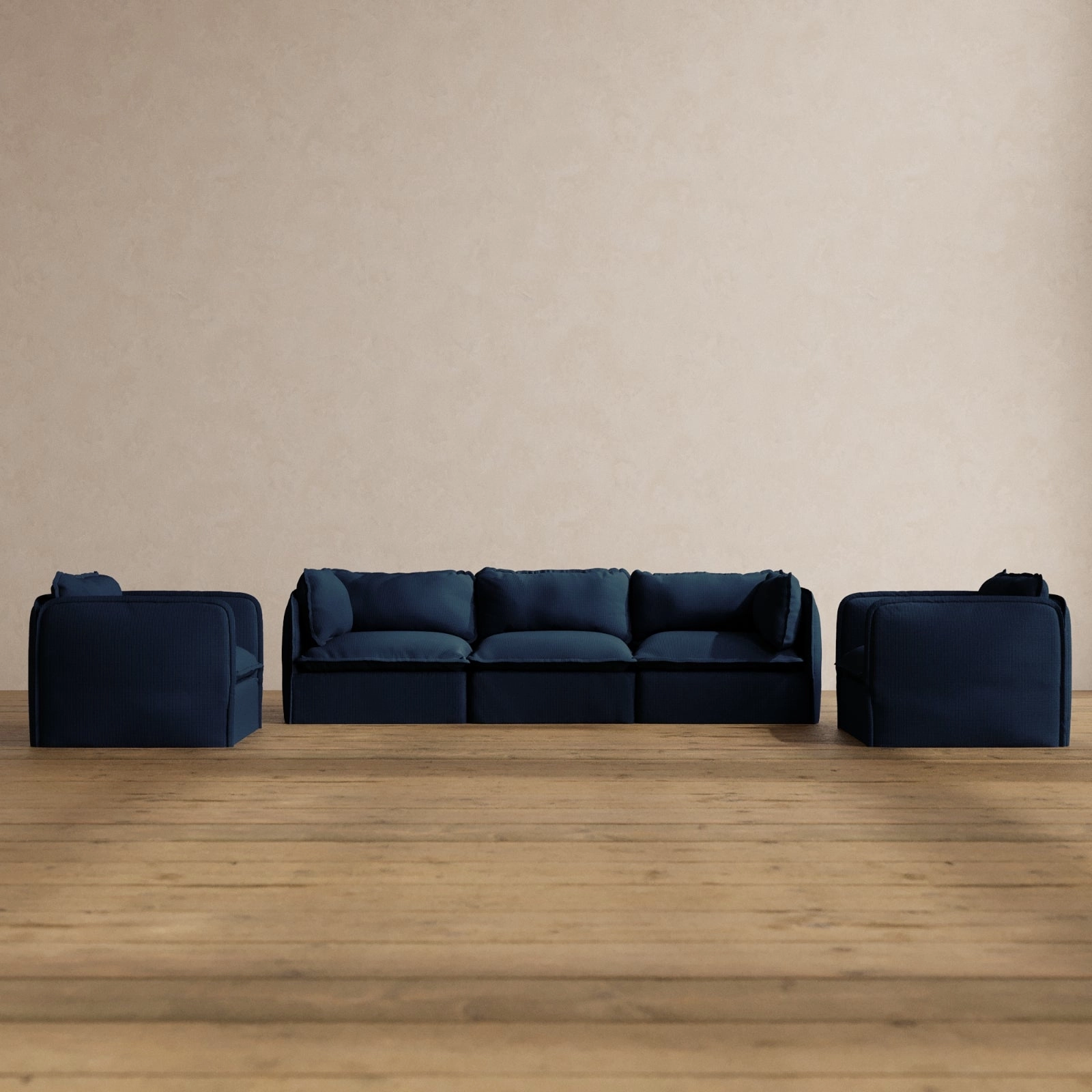 Slipcover Only - Modular Washable 3-Seater Sofa   Armchair Set in Sumi