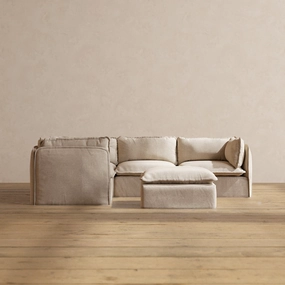 Slipcover Only - Modular Washable 4-Seater Corner Sectional   Ottoman in Oat