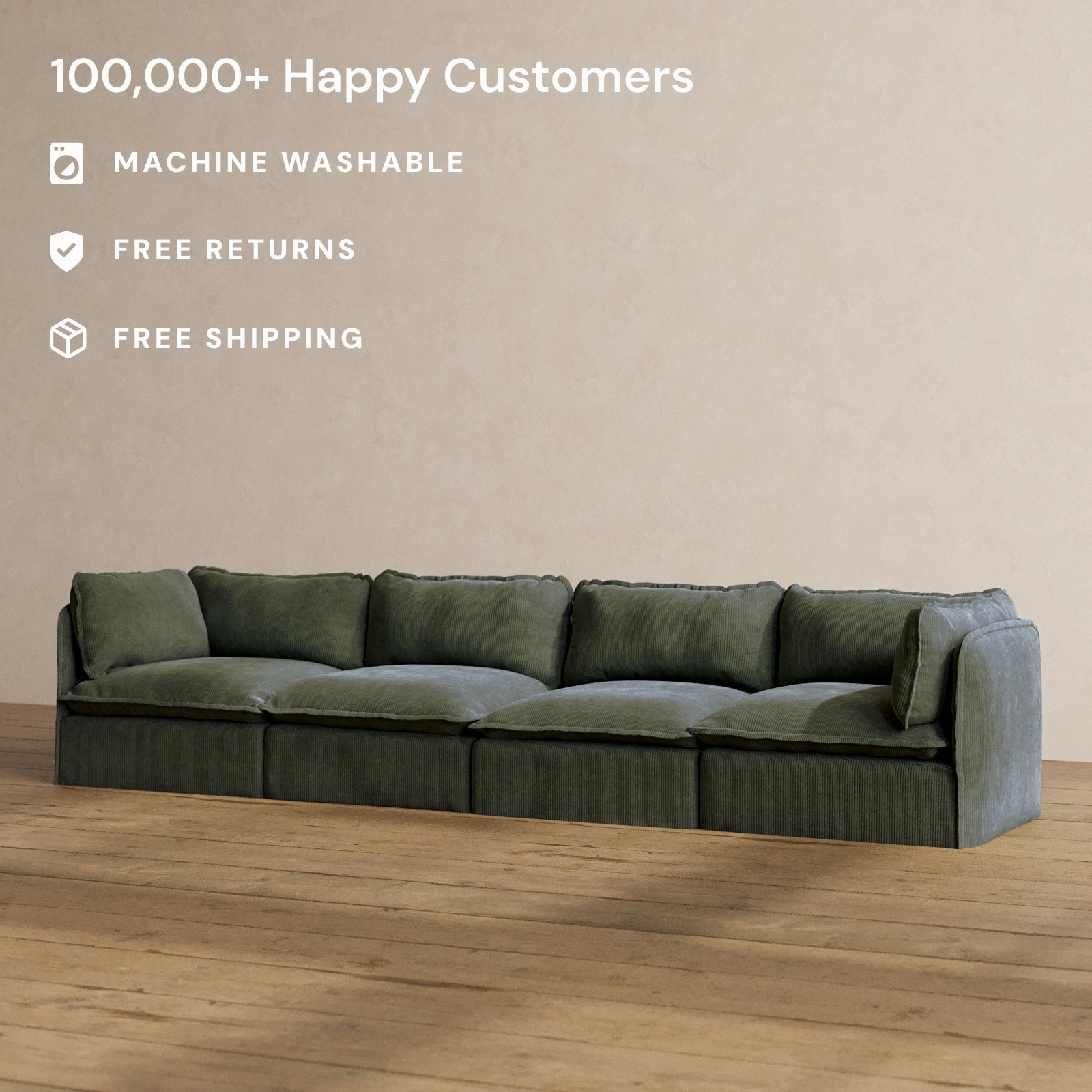 Slipcover Only - Modular Washable 4-Seater in Olivine