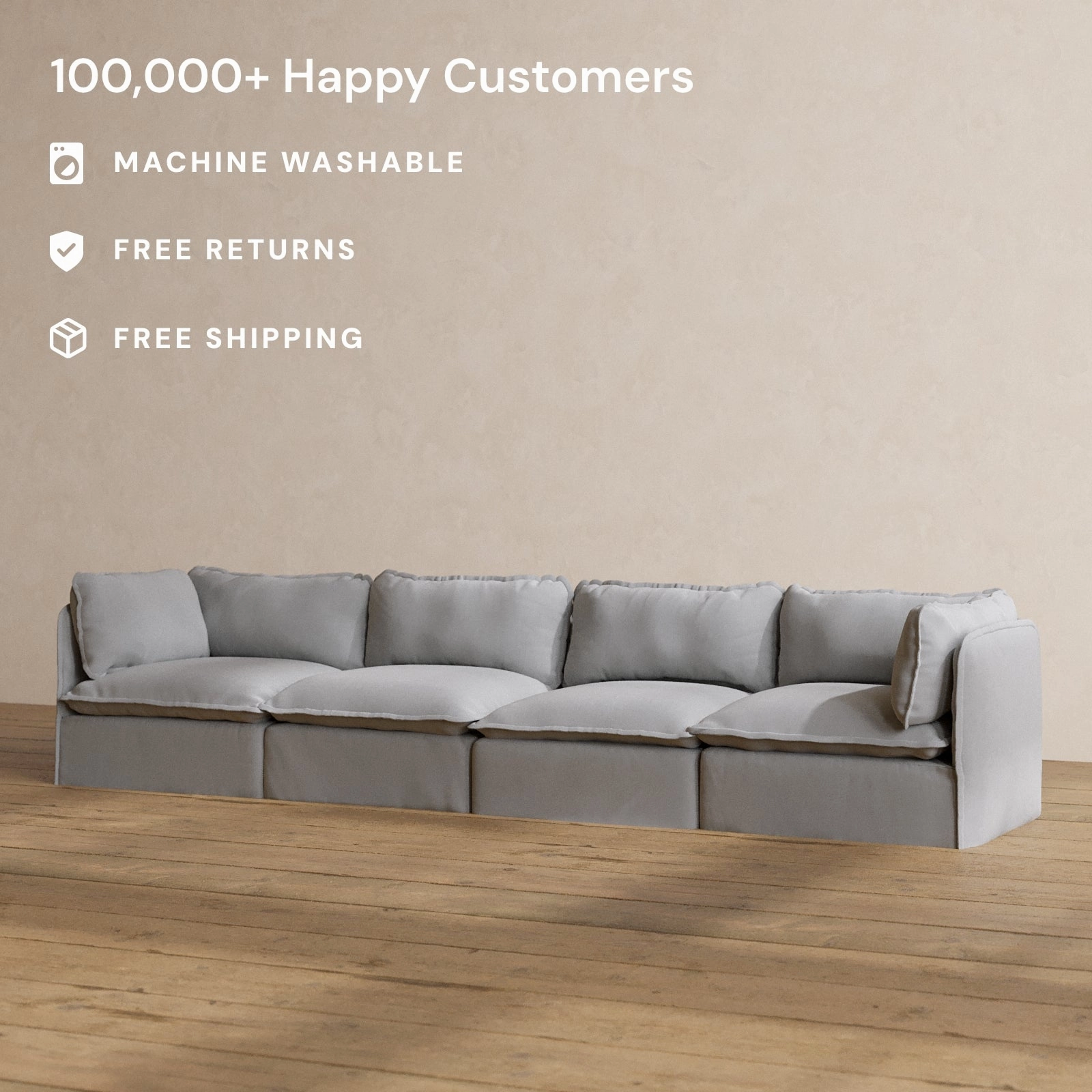 Slipcover Only - Modular Washable 4-Seater in Pumice