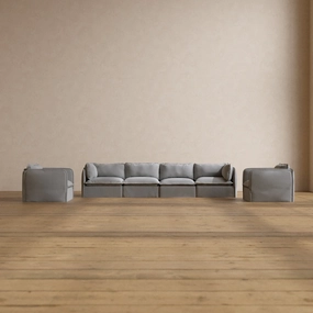 Slipcover Only - Modular Washable 4-Seater Sofa   Armchair Set in Pumice