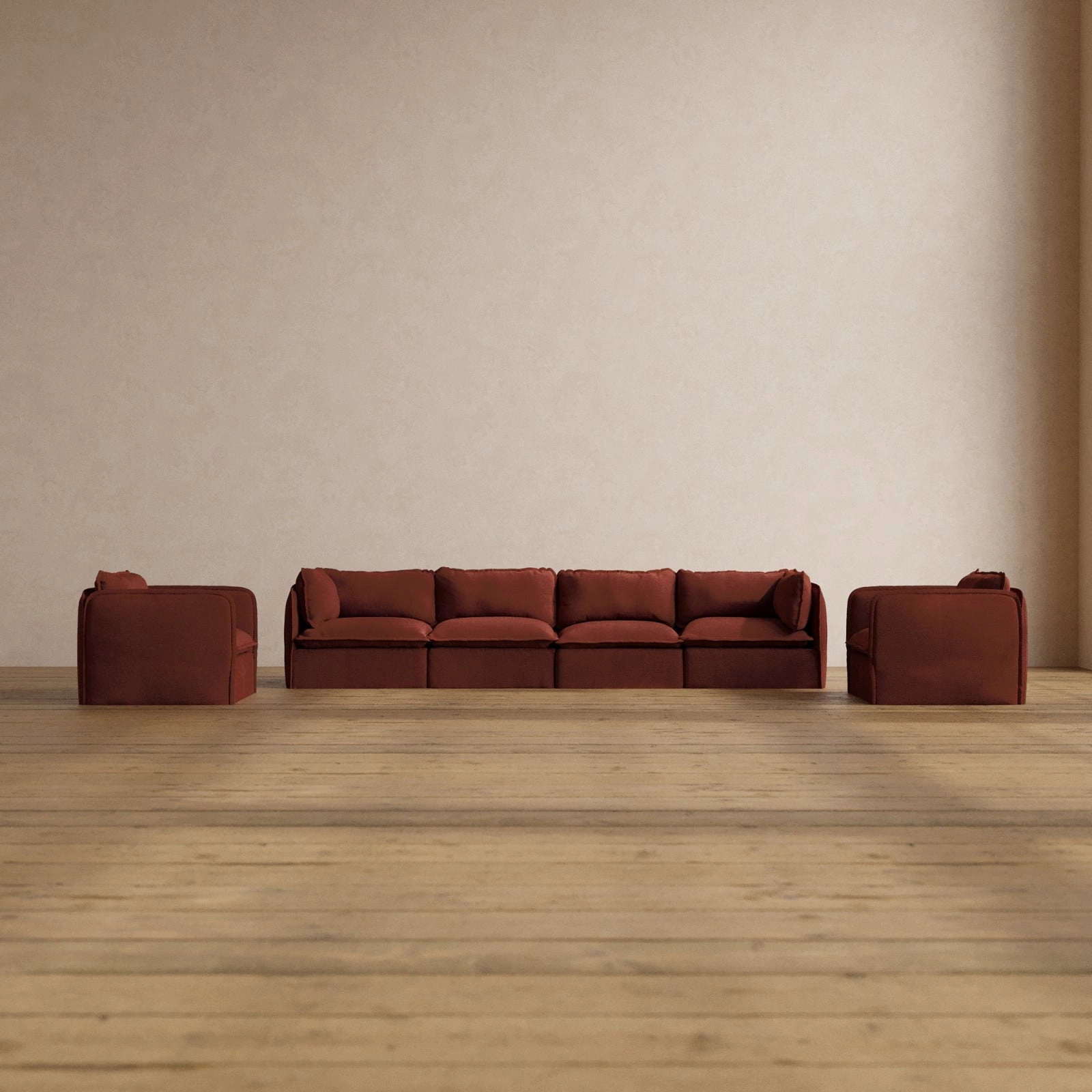 Slipcover Only - Modular Washable 4-Seater Sofa   Armchair Set in Rust
