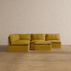 Slipcover Only - Modular Washable 5-Seater Open-Ends Corner Sectional   Ottoman in Kiiro