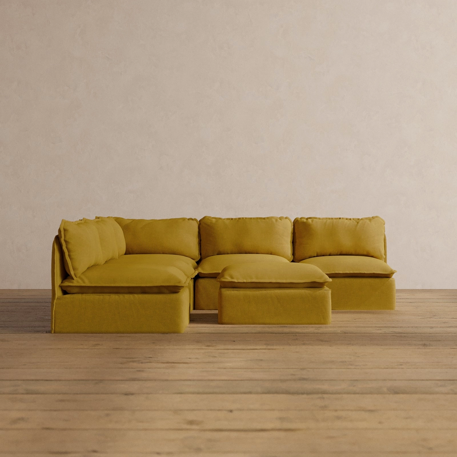 Slipcover Only - Modular Washable 5-Seater Open-Ends Corner Sectional   Ottoman in Kiiro