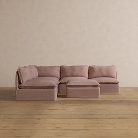 Slipcover Only - Modular Washable 5-Seater Open-Ends Corner Sectional   Ottoman in Sakura