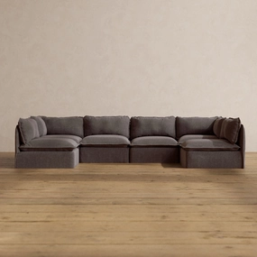 Slipcover Only - Modular Washable 6-Seater Open-Ends U-Sectional in Caviar