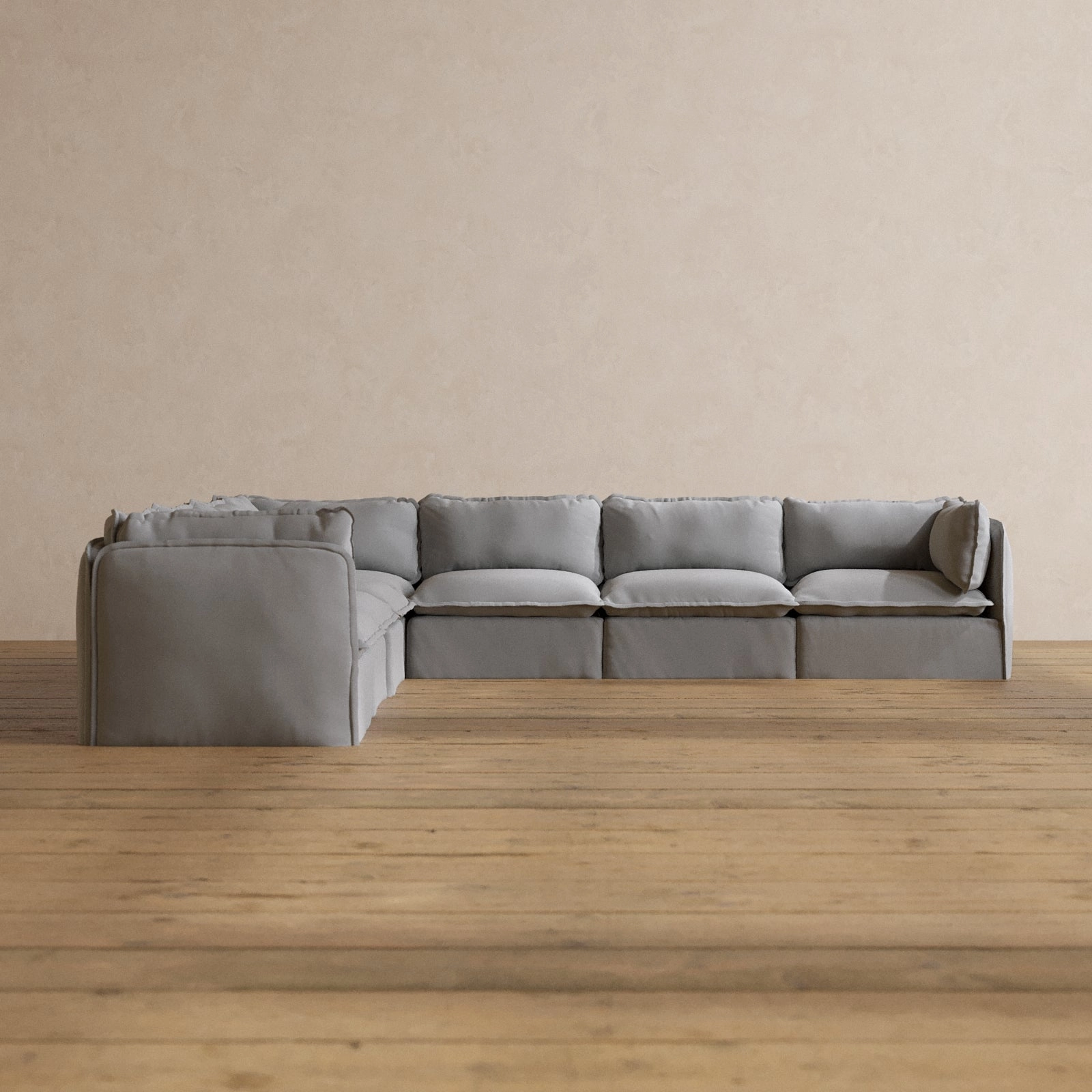 Slipcover Only - Modular Washable 7-Seater Corner Sectional in Pumice