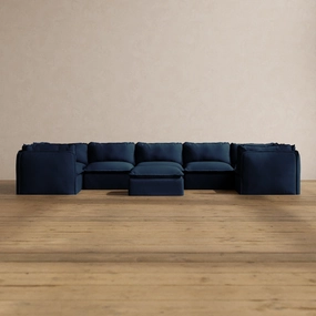 Slipcover Only - Modular Washable 7-Seater U-Sectional   Ottoman in Sumi