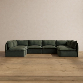 Slipcover Only - Modular Washable 8-Seater Open-Ends U-Sectional in Olivine