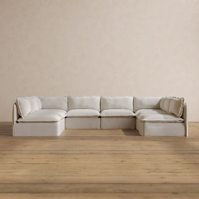 Slipcover Only - Modular Washable 8-Seater Open-Ends U-Sectional in Powder