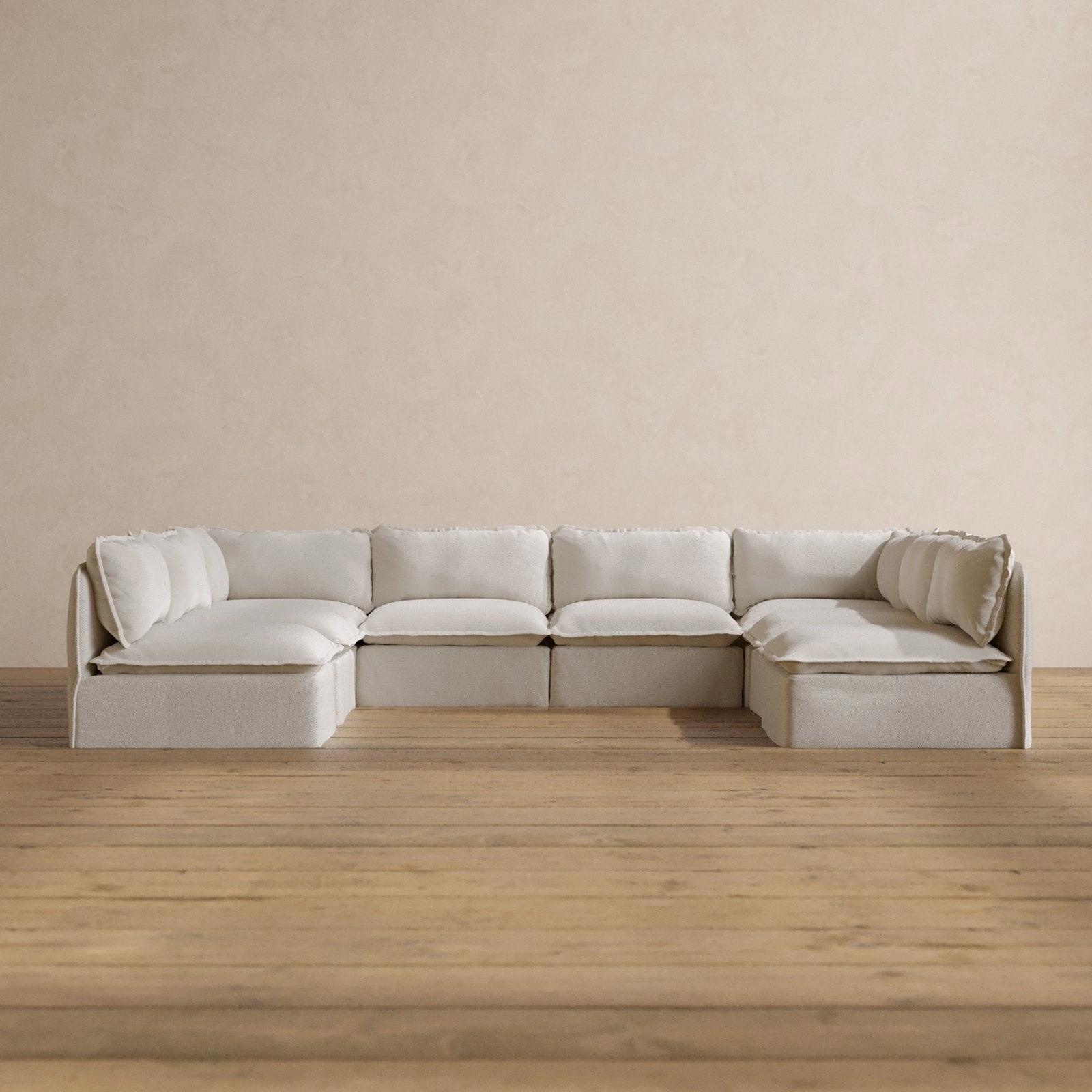 Slipcover Only - Modular Washable 8-Seater Open-Ends U-Sectional in Powder