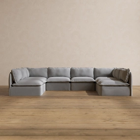 Slipcover Only - Modular Washable 8-Seater Open-Ends U-Sectional in Pumice