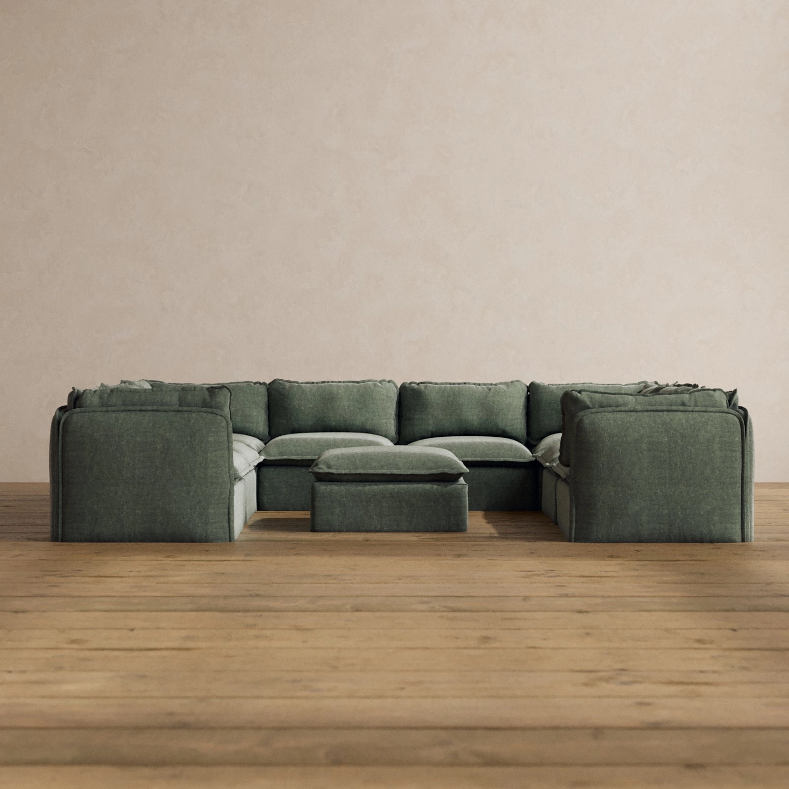 Slipcover Only - Modular Washable 8-Seater U-Sectional   Ottoman in Willow