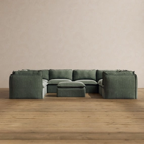 Slipcover Only - Modular Washable 8-Seater U-Sectional   Ottoman in Willow
