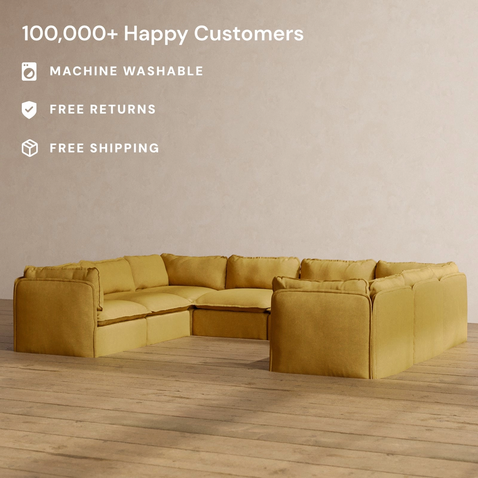 Slipcover Only - Modular Washable 8-Seater U-Sectional in Kiiro