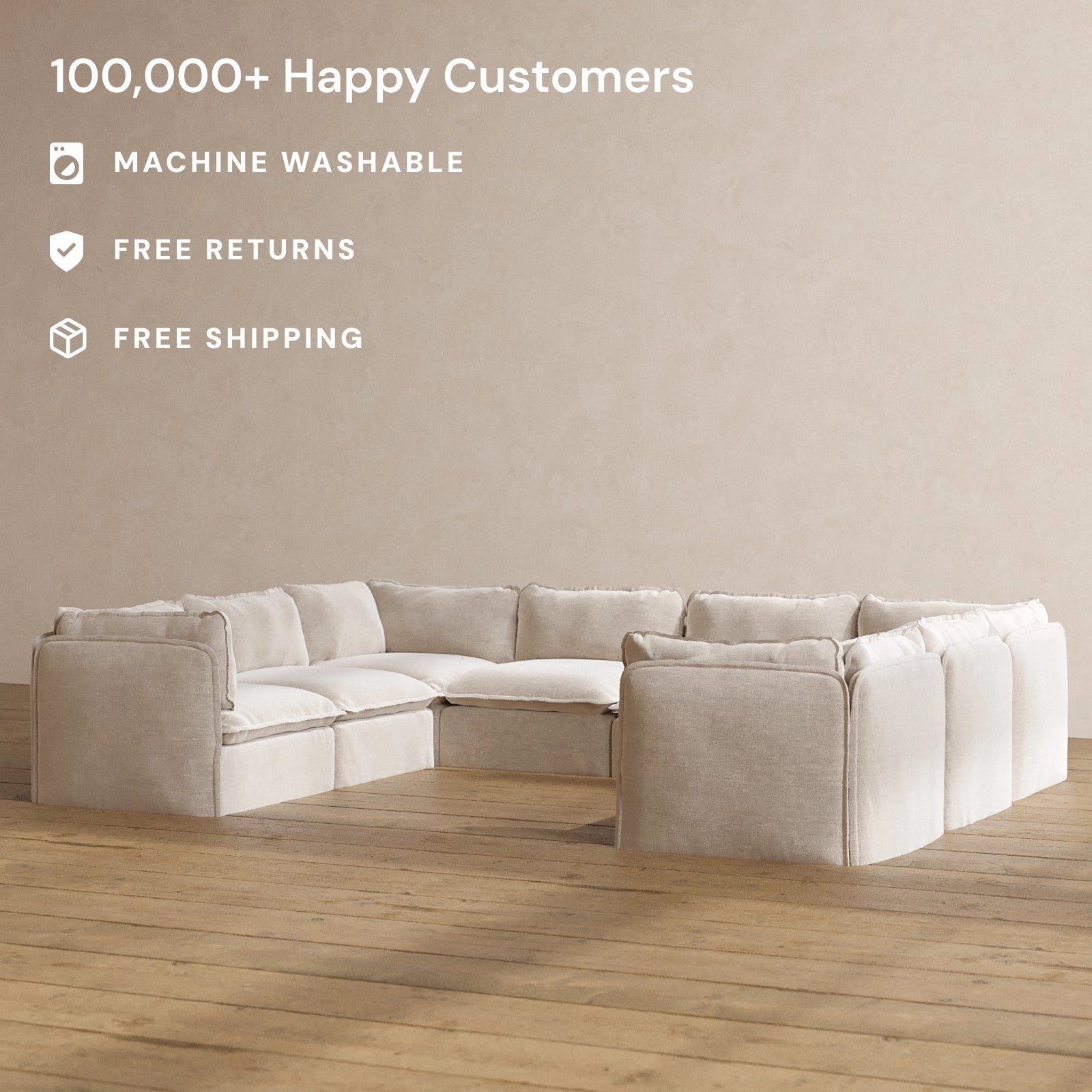 Slipcover Only - Modular Washable 8-Seater U-Sectional in Mist