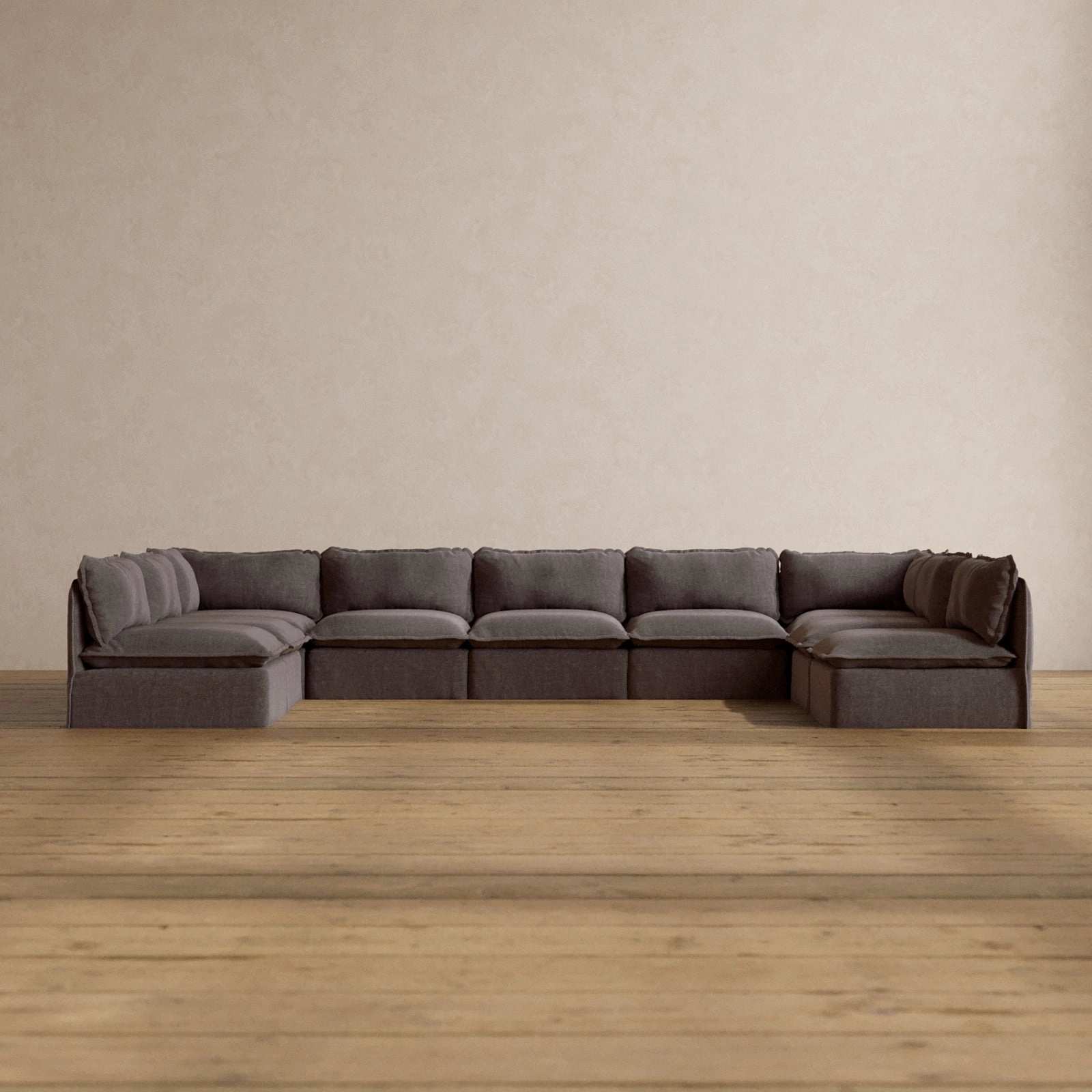 Slipcover Only - Modular Washable 9-Seater Open-Ends U-Sectional in Caviar