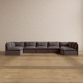 Slipcover Only - Modular Washable 9-Seater Open-Ends U-Sectional in Caviar