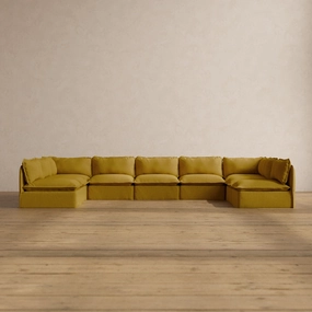 Slipcover Only - Modular Washable 9-Seater Open-Ends U-Sectional in Kiiro