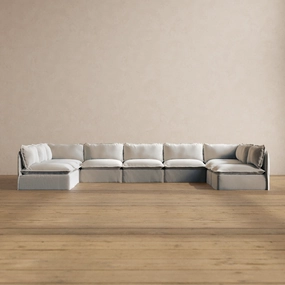 Slipcover Only - Modular Washable 9-Seater Open-Ends U-Sectional in Milk