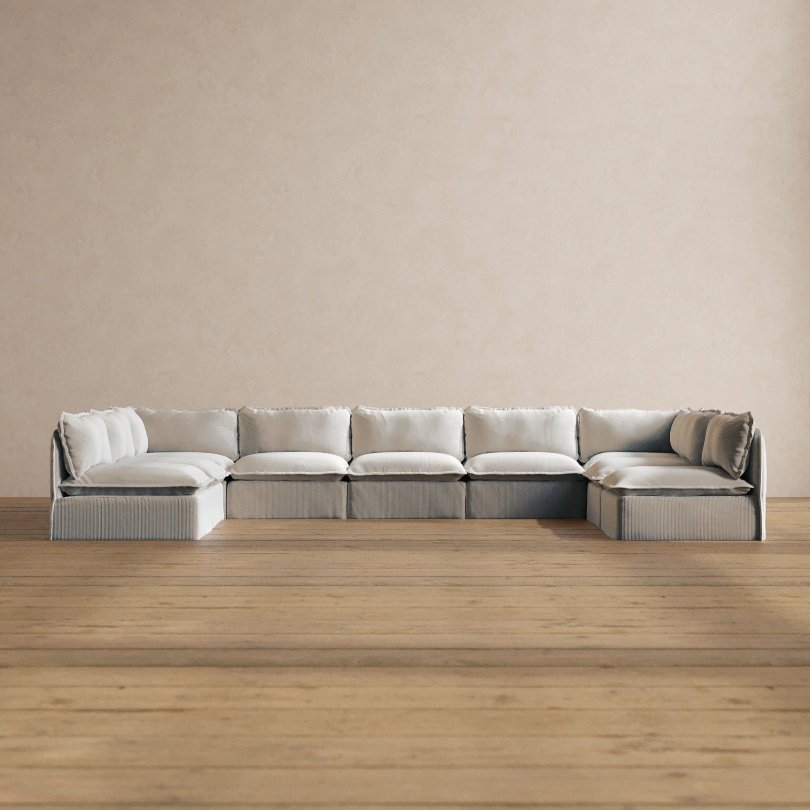 Slipcover Only - Modular Washable 9-Seater Open-Ends U-Sectional in Milk