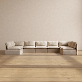 Slipcover Only - Modular Washable 9-Seater Open-Ends U-Sectional in Oat
