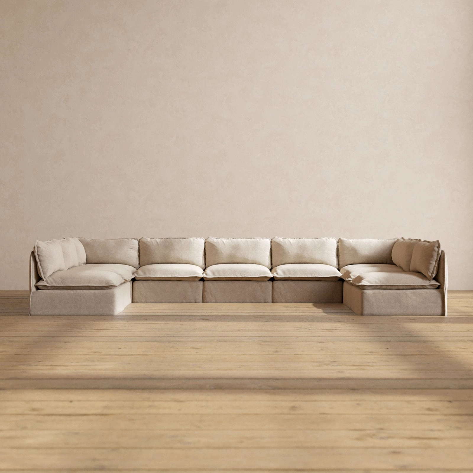 Slipcover Only - Modular Washable 9-Seater Open-Ends U-Sectional in Oat