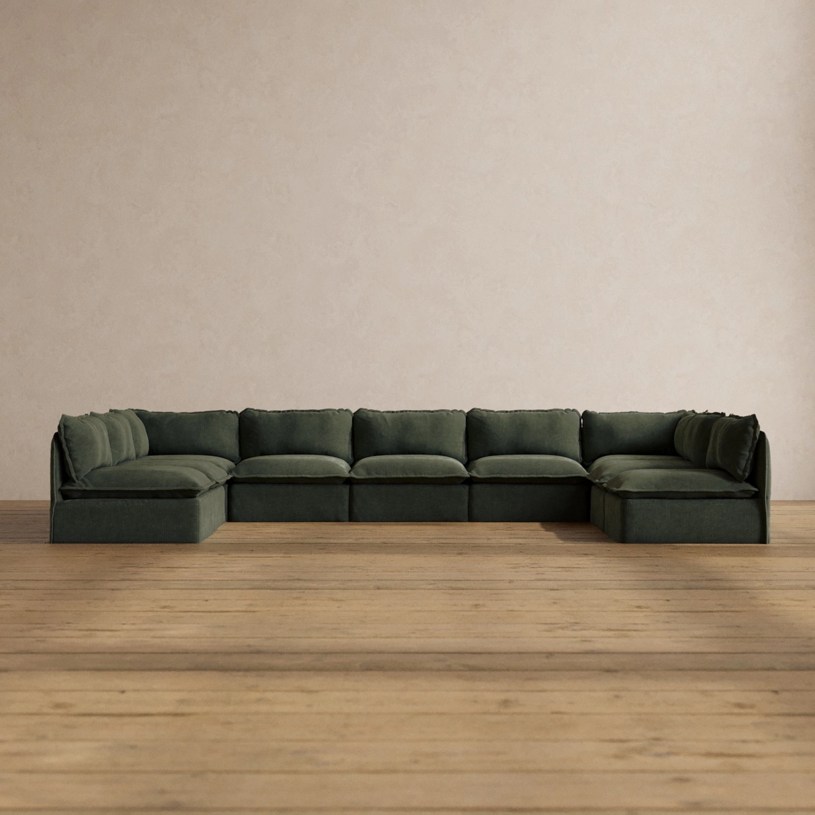 Slipcover Only - Modular Washable 9-Seater Open-Ends U-Sectional in Olivine