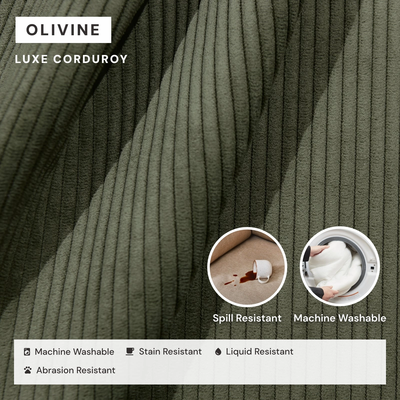 Slipcover Only - Modular Washable 9-Seater Open-Ends U-Sectional in Olivine