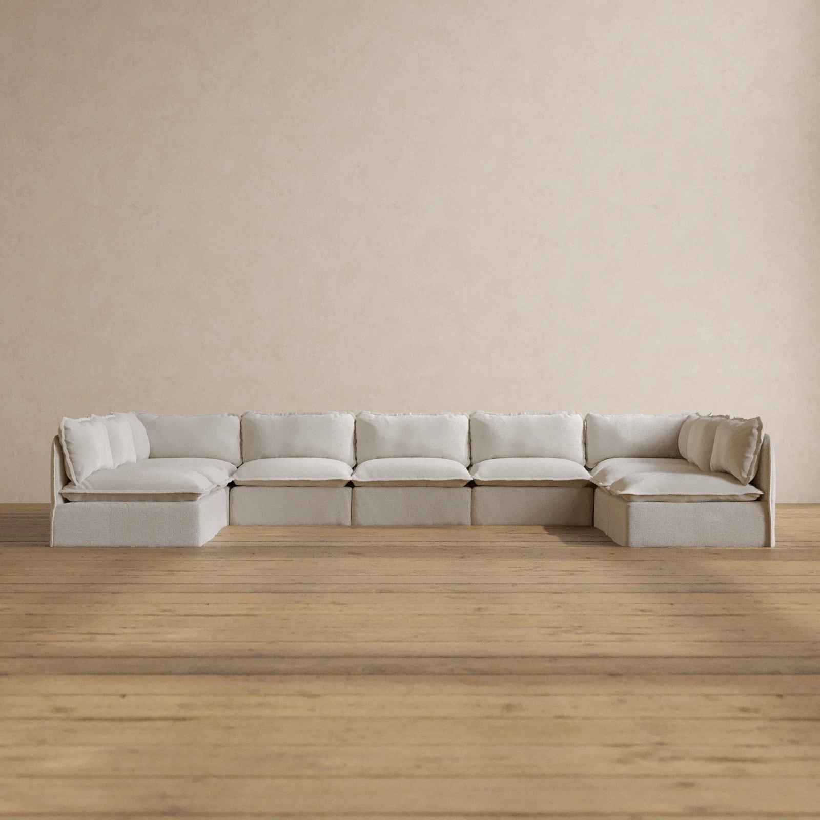 Slipcover Only - Modular Washable 9-Seater Open-Ends U-Sectional in Powder