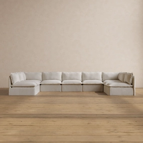 Slipcover Only - Modular Washable 9-Seater Open-Ends U-Sectional in Powder