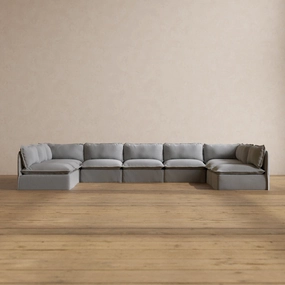 Slipcover Only - Modular Washable 9-Seater Open-Ends U-Sectional in Pumice