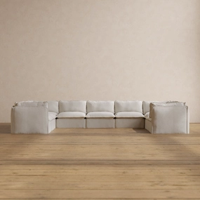 Slipcover Only - Modular Washable 9-Seater U-Sectional in Powder