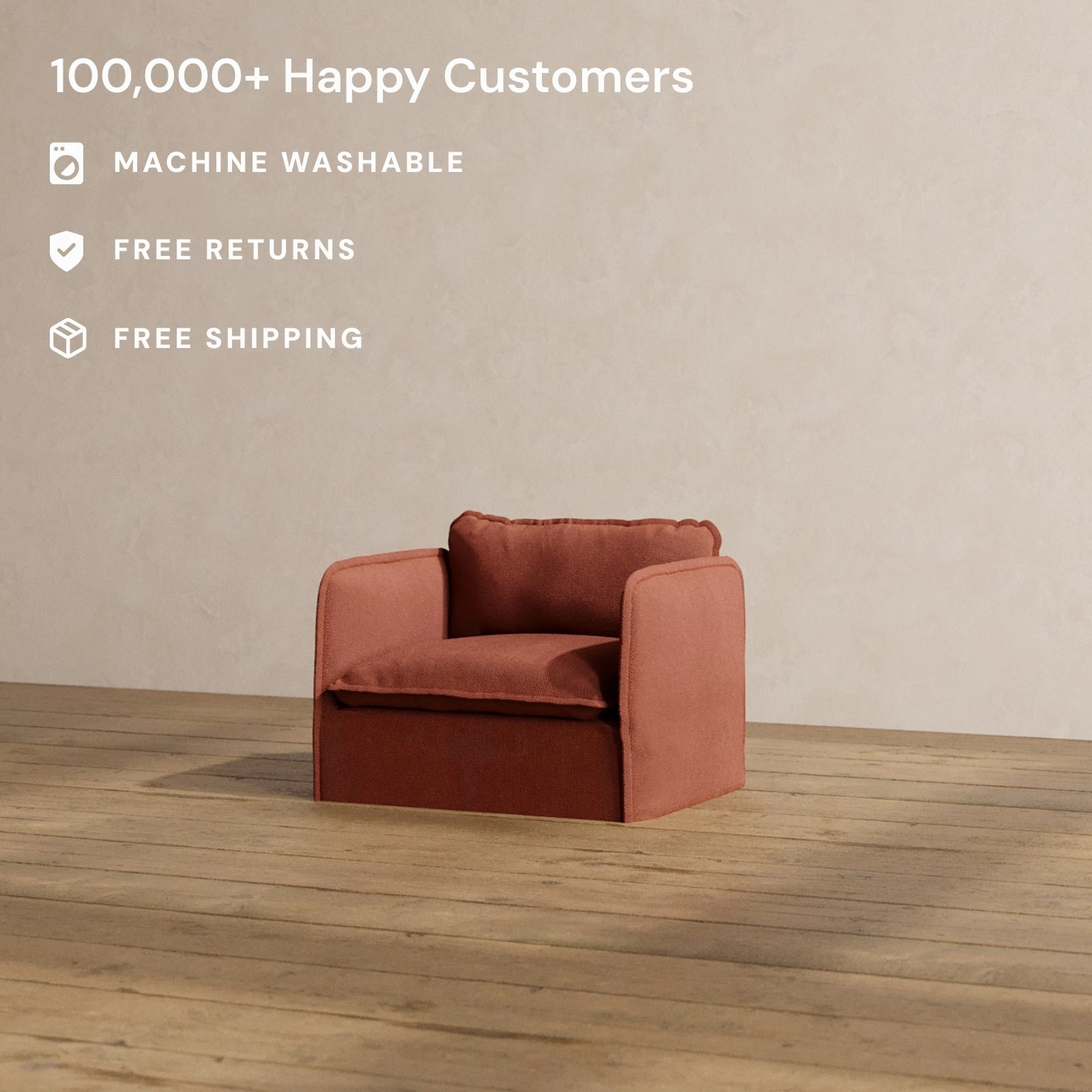 Slipcover Only - Modular Washable Armchair in Rust