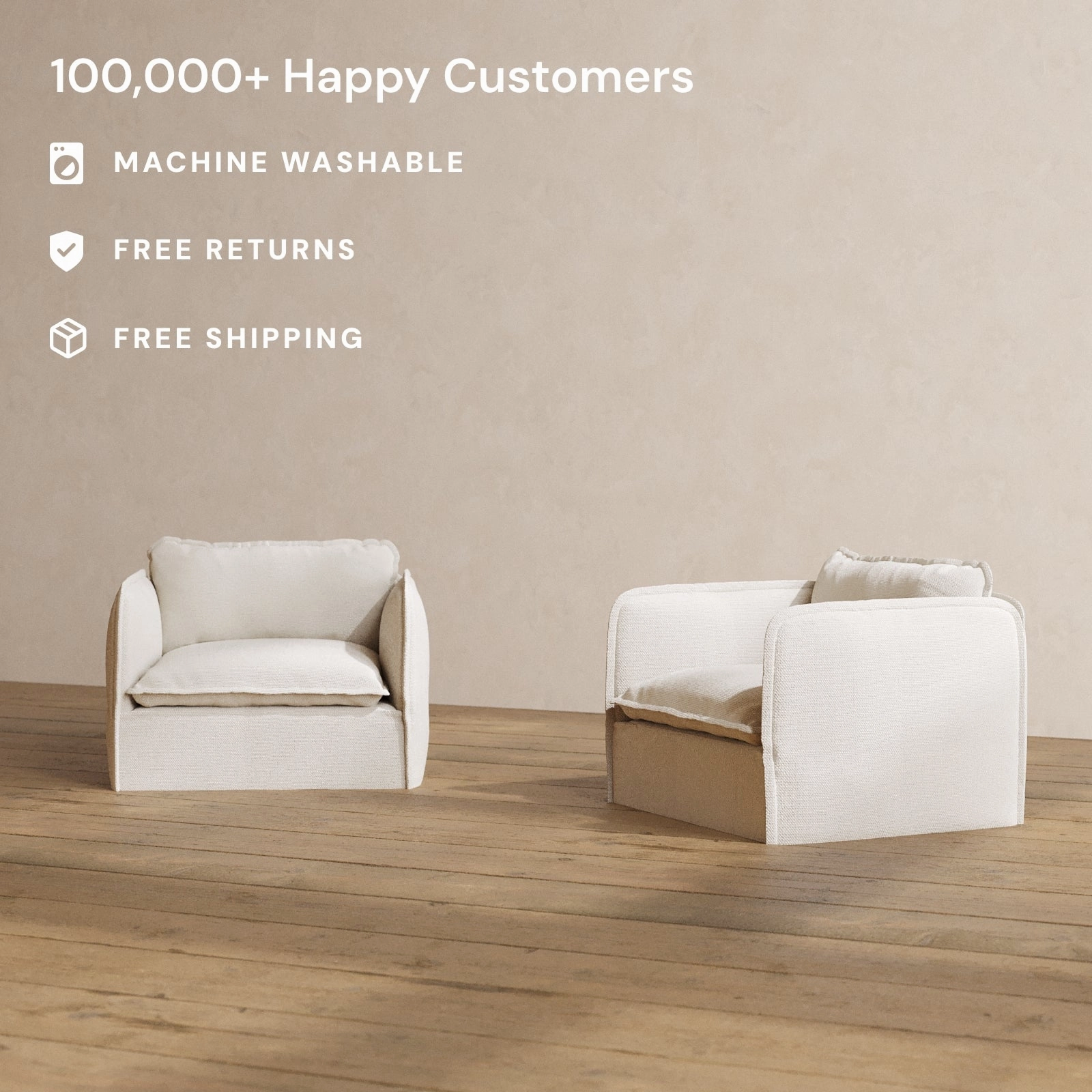 Slipcover Only - Modular Washable Armchair Set in Powder